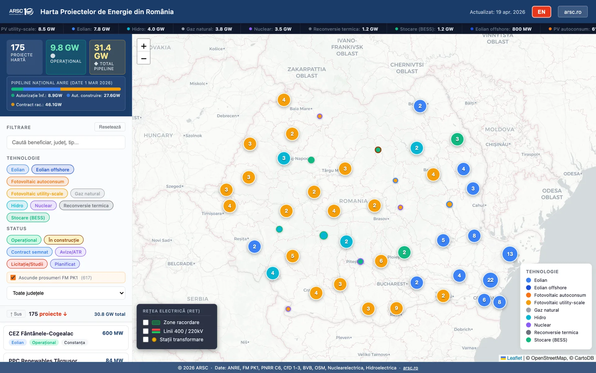 Harta Proiectelor Energetice - proiecte-energie.arsc.ro