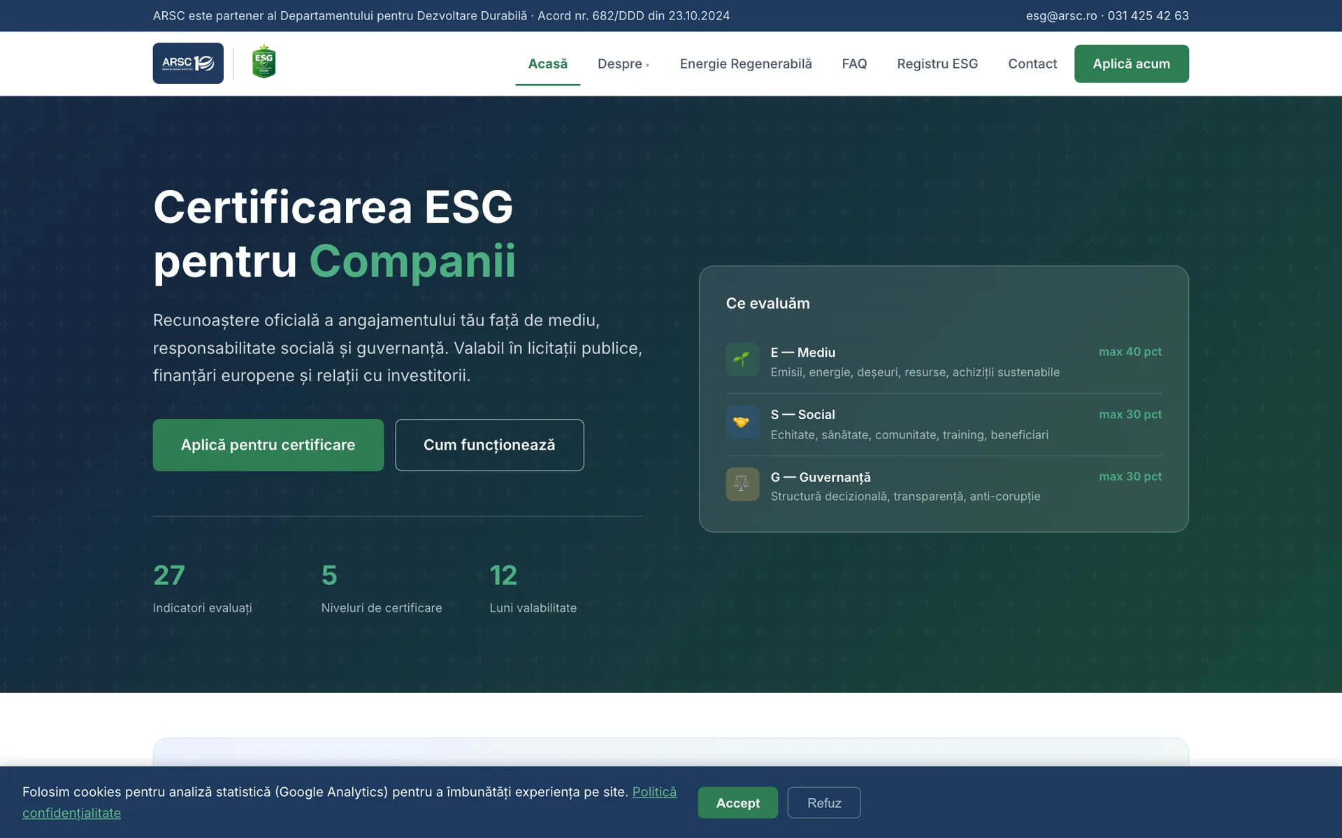 Certificare ESG ARSC - esg.arsc.ro